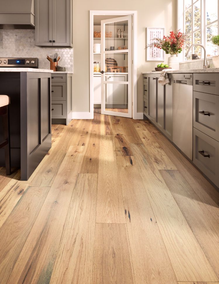 hardwood flooring in a bright Wyoming kitchen