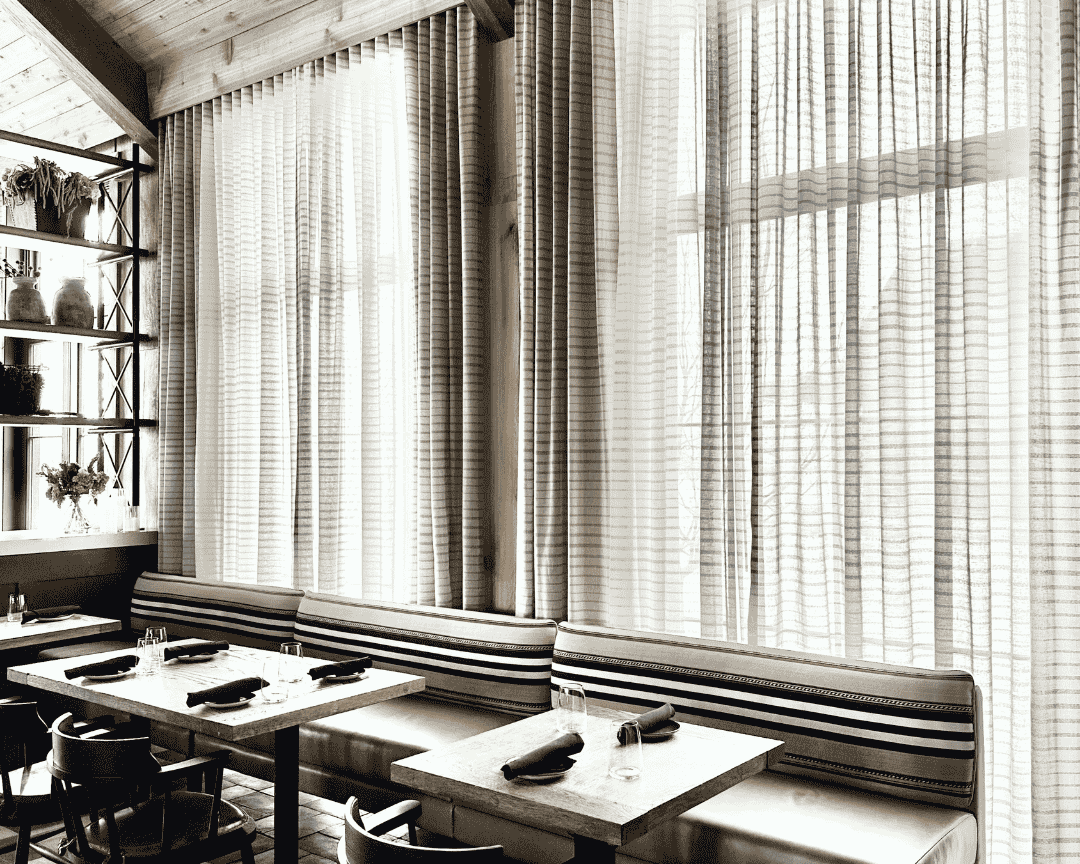 Window treatments installation in restaurant