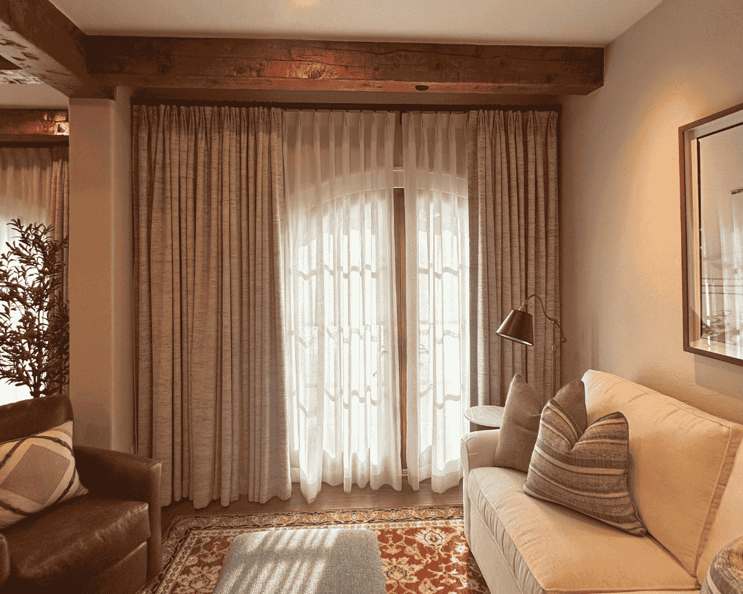 Window treatments installation in living area
