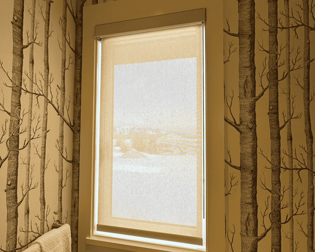 Window treatments installation in bathroom