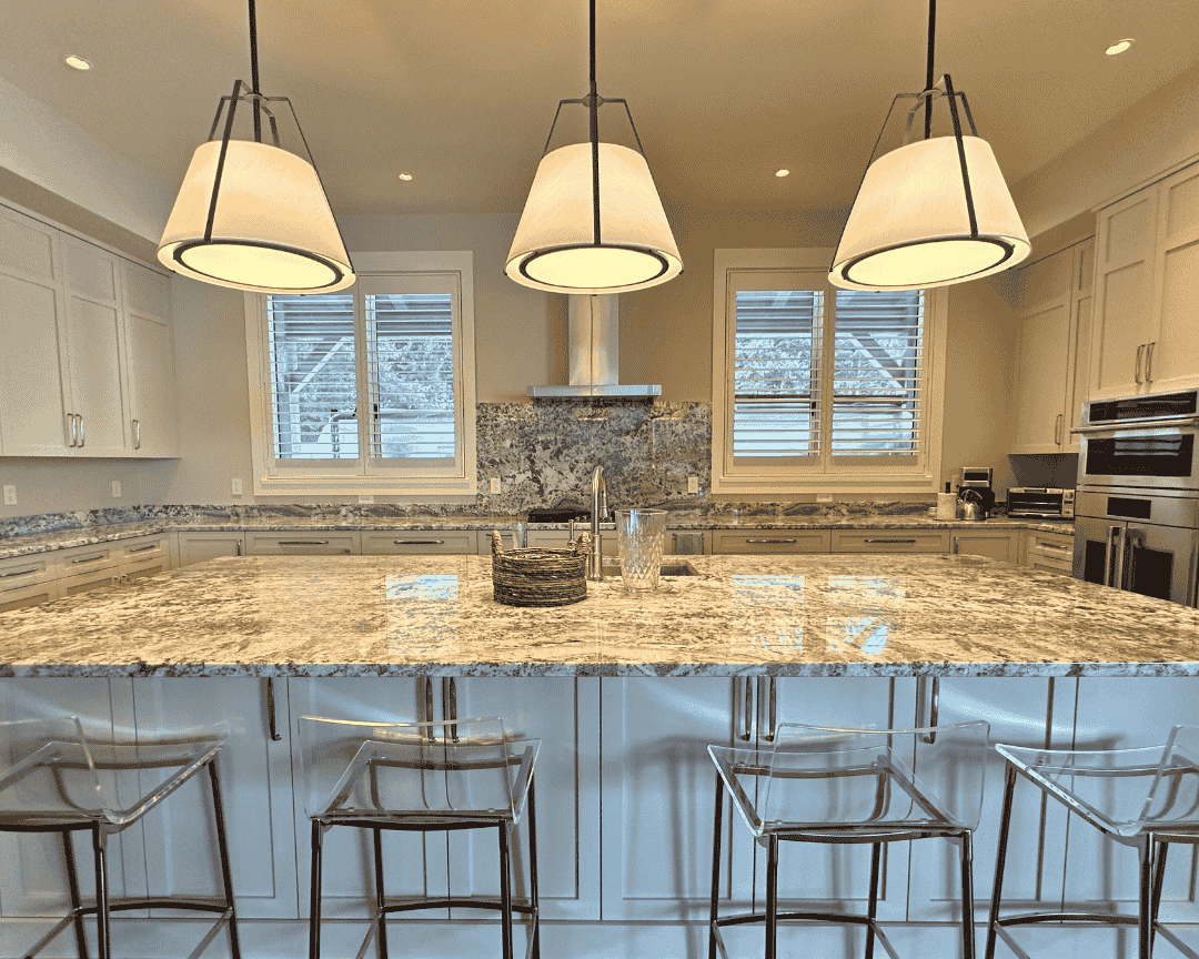 Window treatments installation in kitchen