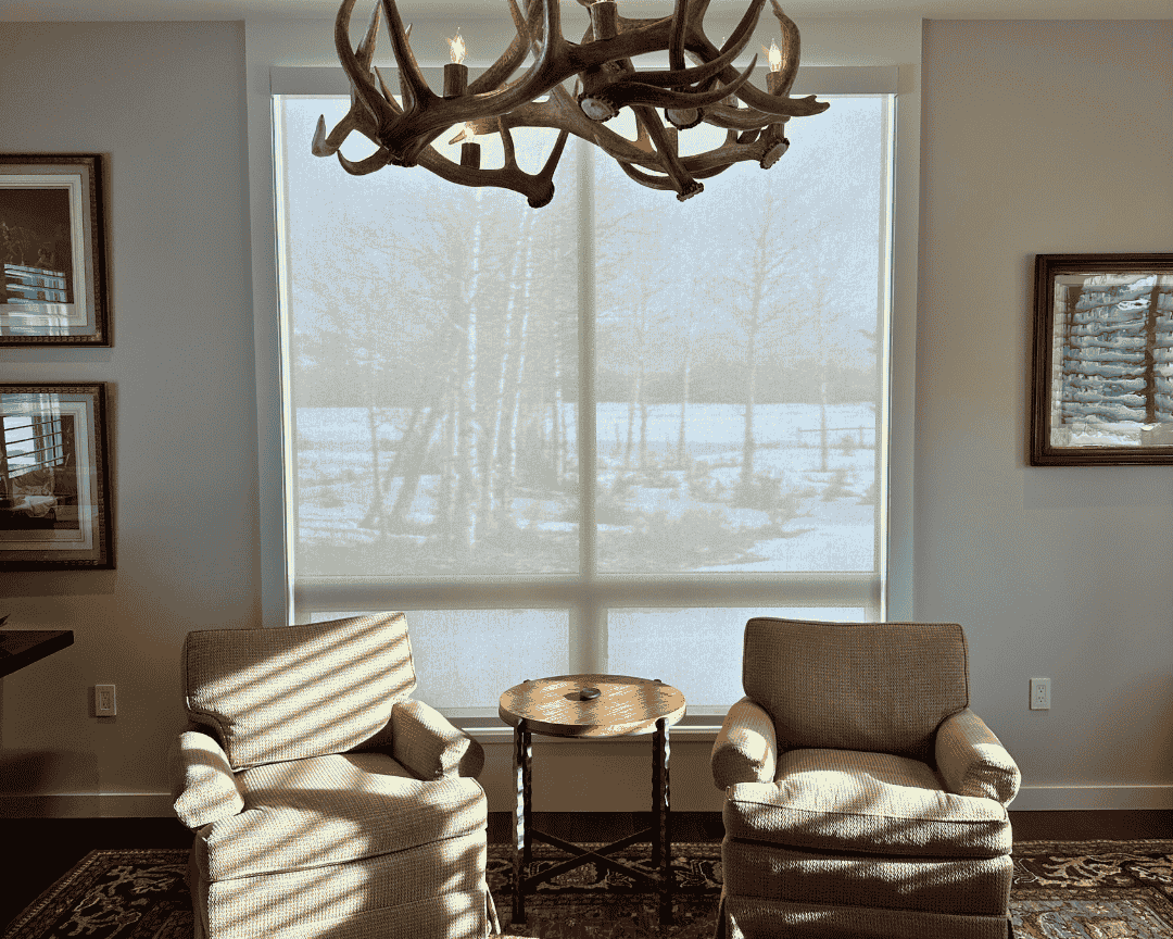 Window treatments installation in living area