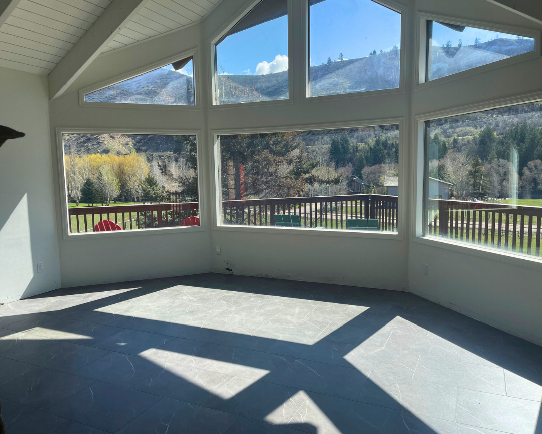 tile flooring installation in three season room