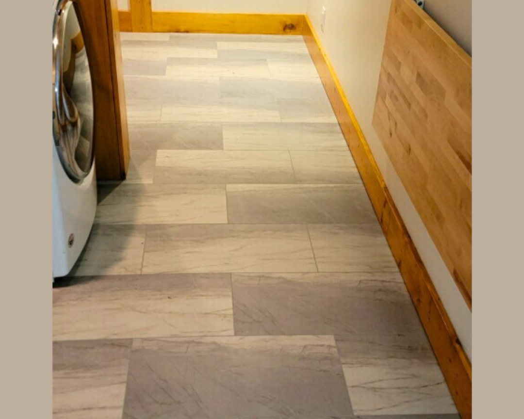 wood look flooring in laundry room