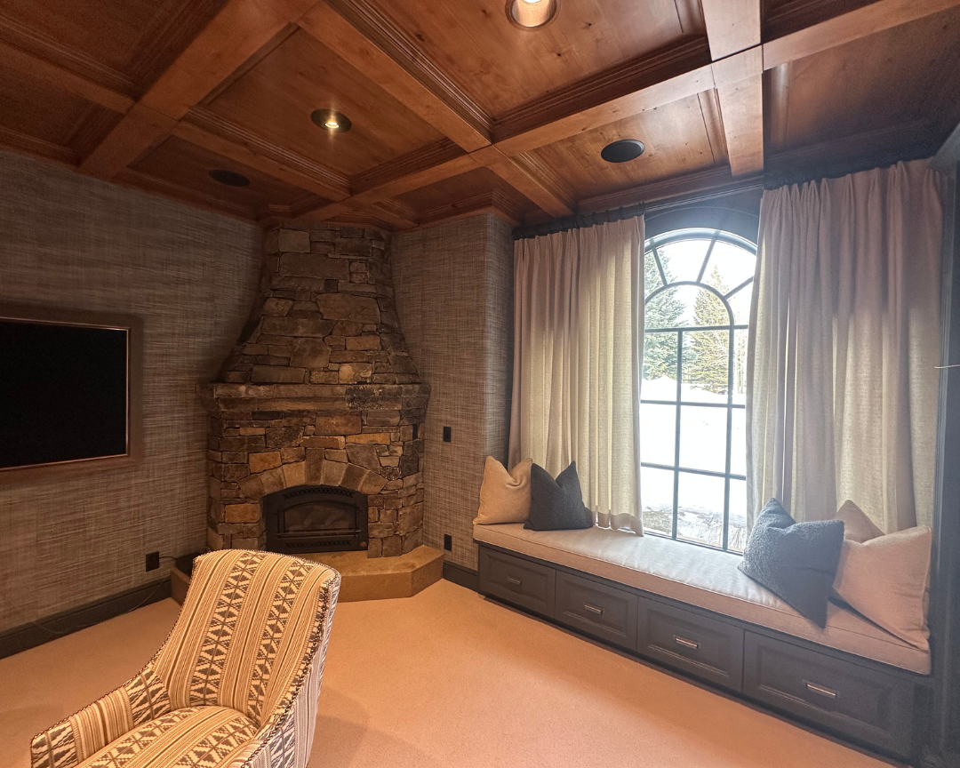 window treatments installation in living area